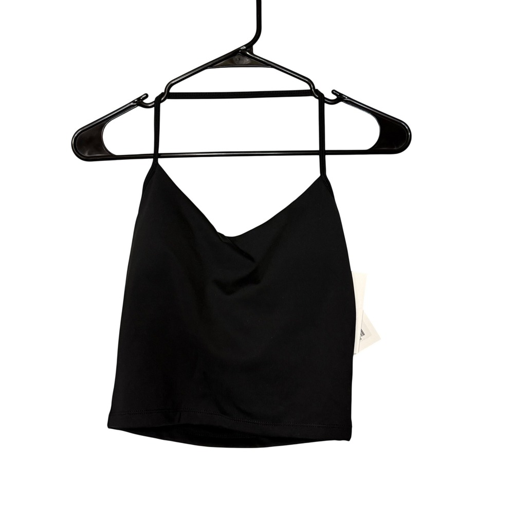 NWT CSB Activluxe Suki Tank Black Halter Neck Crop Top Shelf Bra Medium
